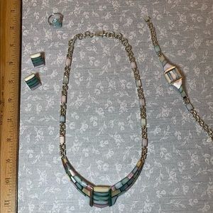 Pastel Shell and Silver Jewelry Set